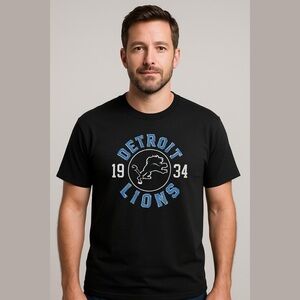 Fanatics Black and Blue Detroit Lions Tee (2XLT)